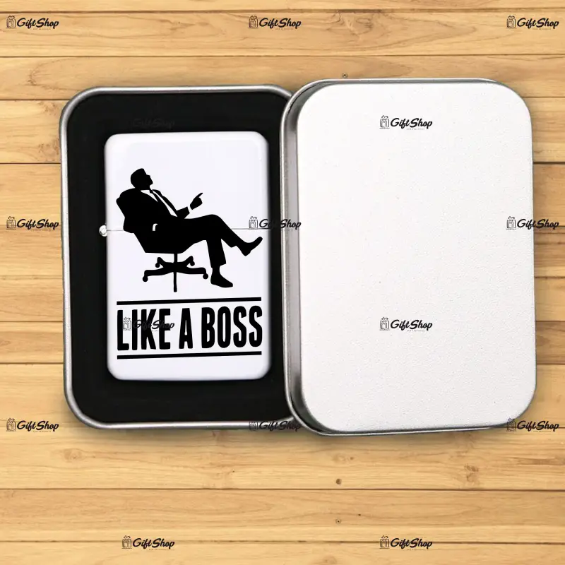 Like a boss, bricheta metalica gravata laser cu mesaj